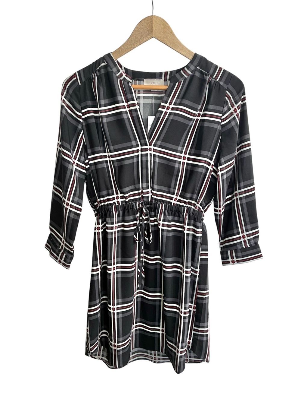 Loft Outlet NWT Women’s XS Plaid Tunic Dress Black White Red